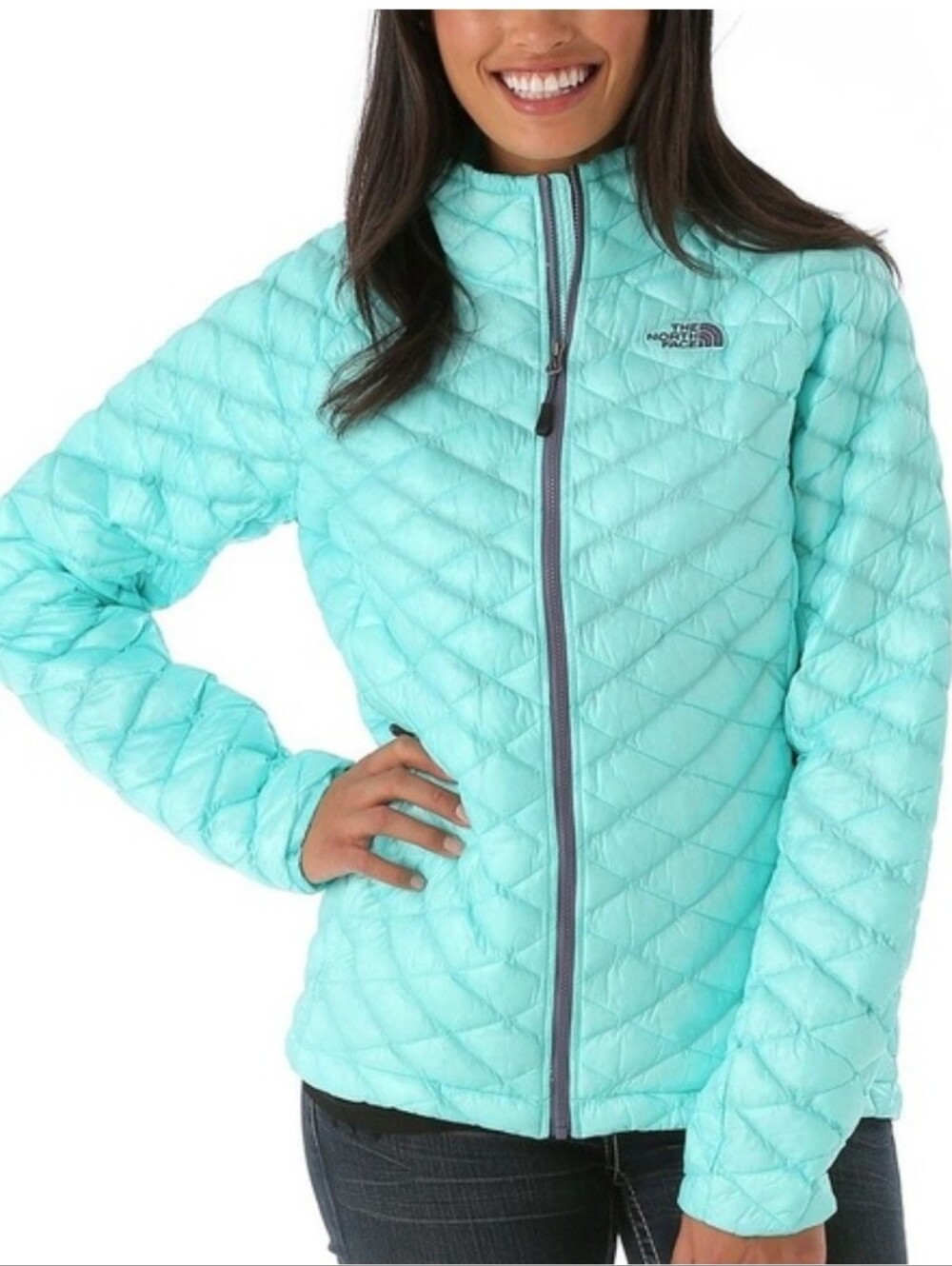 The North Face Thermoball Women’s Mint Quilted Insulated Puffer Jacket Size M